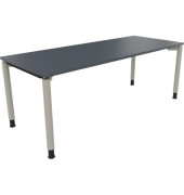 Schreibtisch All in One, manuell h&ouml;henverstellbar, 68-82cm (H), 200x80cm (BxT), rechteckig, lavagrau / silberaluminium