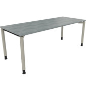 Schreibtisch All in One, manuell höhenverstellbar, 68-82cm (H), 200x80cm (BxT), rechteckig, beton hell / silberaluminium