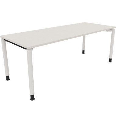 Schreibtisch All in One, manuell h&ouml;henverstellbar, 68-82cm (H), 200x80cm (BxT), rechteckig, wei&szlig; / wei&szlig;
