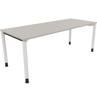 Schreibtisch All in One, manuell h&ouml;henverstellbar, 68-82cm (H), 200x80cm (BxT), rechteckig, lichtgrau / wei&szlig;