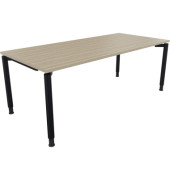 Schreibtisch All in One, manuell höhenverstellbar, 68-82cm (H), 200x90cm (BxT), rechteckig, eiche natur / anthrazit metallic