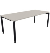 Schreibtisch All in One, manuell h&ouml;henverstellbar, 68-82cm (H), 200x90cm (BxT), rechteckig, lichtgrau / anthrazit metallic