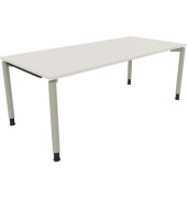 Schreibtisch All in One, manuell höhenverstellbar, 68-82cm (H), 200x90cm (BxT), rechteckig, weiß / silberaluminium