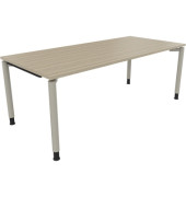 Schreibtisch All in One, manuell h&ouml;henverstellbar, 68-82cm (H), 200x90cm (BxT), rechteckig, eiche natur / silberaluminium