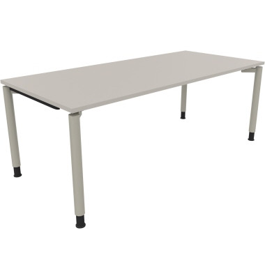 Schreibtisch All in One, manuell höhenverstellbar, 68-82cm (H), 200x90cm (BxT), rechteckig, lichtgrau / silberaluminium