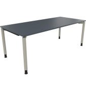 Schreibtisch All in One, manuell höhenverstellbar, 68-82cm (H), 200x90cm (BxT), rechteckig, lavagrau / silberaluminium