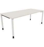 Schreibtisch All in One, manuell höhenverstellbar, 68-82cm (H), 200x90cm (BxT), rechteckig, weiß / weiß