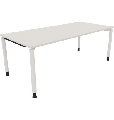 Schreibtisch All in One, manuell h&ouml;henverstellbar, 68-82cm (H), 200x90cm (BxT), rechteckig, wei&szlig; / wei&szlig;