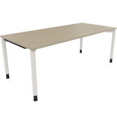 Schreibtisch All in One, manuell höhenverstellbar, 68-82cm (H), 200x90cm (BxT), rechteckig, eiche natur / weiß
