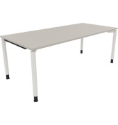 Schreibtisch All in One, manuell höhenverstellbar, 68-82cm (H), 200x90cm (BxT), rechteckig, lichtgrau / weiß