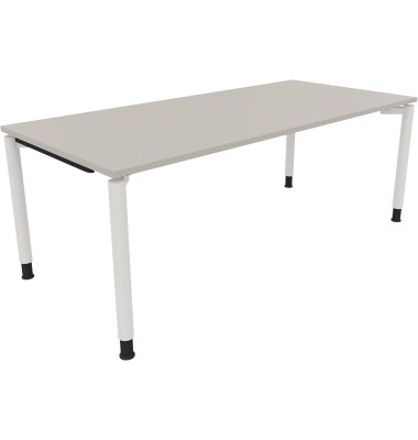 Schreibtisch All in One, manuell h&ouml;henverstellbar, 68-82cm (H), 200x90cm (BxT), rechteckig, lichtgrau / wei&szlig;
