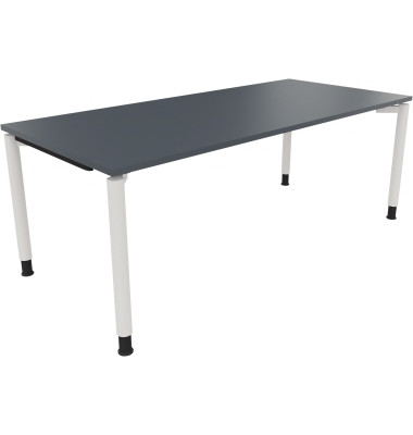 Schreibtisch All in One, manuell h&ouml;henverstellbar, 68-82cm (H), 200x90cm (BxT), rechteckig, lavagrau / wei&szlig;