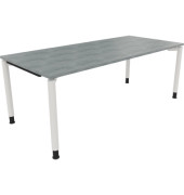 Schreibtisch All in One, manuell h&ouml;henverstellbar, 68-82cm (H), 200x90cm (BxT), rechteckig, beton hell / wei&szlig;