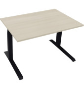 Sitz-Steh-Schreibtisch All in One, elektrisch höhenverstellbar, 64,5-127,5cm (H), 120x80cm (BxT), rechteckig, akazie hell / anth