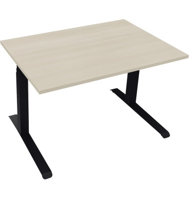 Sitz-Steh-Schreibtisch All in One, elektrisch höhenverstellbar, 64,5-127,5cm (H), 120x80cm (BxT), rechteckig, akazie hell / anth Sitz-Steh-Schreibtisch All in One, elektrisch höhenverstellbar, 64,5-127,5cm (H), 120x80cm (BxT), rechteckig, akazie hell / anth