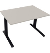 Sitz-Steh-Schreibtisch All in One, elektrisch höhenverstellbar, 64,5-127,5cm (H), 120x80cm (BxT), rechteckig, lichtgrau / anthra