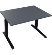 Sitz-Steh-Schreibtisch All in One, elektrisch höhenverstellbar, 64,5-127,5cm (H), 120x80cm (BxT), rechteckig, lavagrau / anthraz