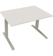 Sitz-Steh-Schreibtisch All in One, elektrisch höhenverstellbar, 64,5-127,5cm (H), 120x80cm (BxT), rechteckig, weiß / silberalumi