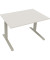 Sitz-Steh-Schreibtisch All in One, elektrisch höhenverstellbar, 64,5-127,5cm (H), 120x80cm (BxT), rechteckig, weiß / silberalumi