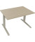 Sitz-Steh-Schreibtisch All in One, elektrisch höhenverstellbar, 64,5-127,5cm (H), 120x80cm (BxT), rechteckig, eiche natur / silb