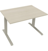 Sitz-Steh-Schreibtisch All in One, elektrisch höhenverstellbar, 64,5-127,5cm (H), 120x80cm (BxT), rechteckig, akazie hell / silb