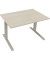 Sitz-Steh-Schreibtisch All in One, elektrisch höhenverstellbar, 64,5-127,5cm (H), 120x80cm (BxT), rechteckig, akazie hell / silb