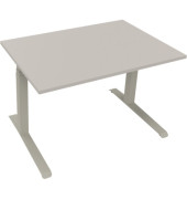Sitz-Steh-Schreibtisch All in One, elektrisch höhenverstellbar, 64,5-127,5cm (H), 120x80cm (BxT), rechteckig, lichtgrau / silber