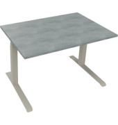 Sitz-Steh-Schreibtisch All in One, elektrisch höhenverstellbar, 64,5-127,5cm (H), 120x80cm (BxT), rechteckig, beton hell / silbe