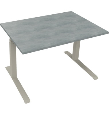 Sitz-Steh-Schreibtisch All in One, elektrisch höhenverstellbar, 64,5-127,5cm (H), 120x80cm (BxT), rechteckig, beton hell / silbe Sitz-Steh-Schreibtisch All in One, elektrisch höhenverstellbar, 64,5-127,5cm (H), 120x80cm (BxT), rechteckig, beton hell / silbe