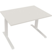Sitz-Steh-Schreibtisch All in One, elektrisch höhenverstellbar, 64,5-127,5cm (H), 120x80cm (BxT), rechteckig, weiß / weiß