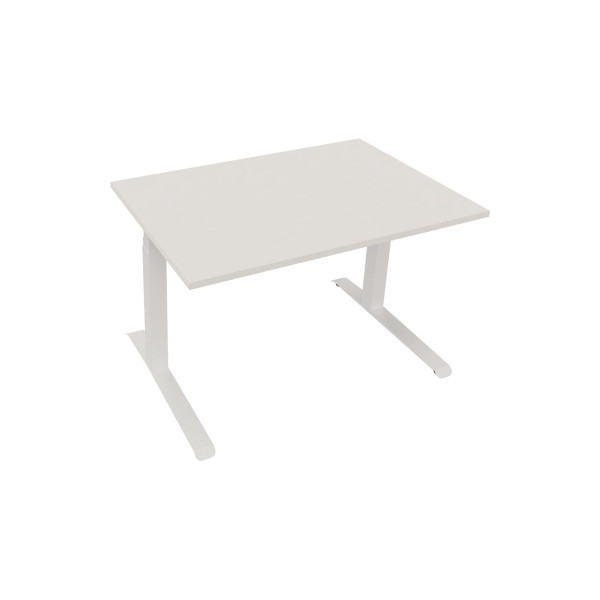 4003969085336 - Sitz-Steh-Schreibtisch All in One elektrisch höhenverstellbar 645-1275cm (H) 120x80cm (BxT) rechteckig weiß   weiß 400396