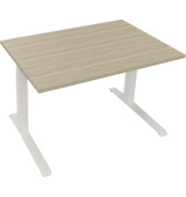 Sitz-Steh-Schreibtisch All in One, elektrisch höhenverstellbar, 64,5-127,5cm (H), 120x80cm (BxT), rechteckig, eiche natur / weiß