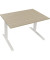 Sitz-Steh-Schreibtisch All in One, elektrisch höhenverstellbar, 64,5-127,5cm (H), 120x80cm (BxT), rechteckig, eiche natur / weiß