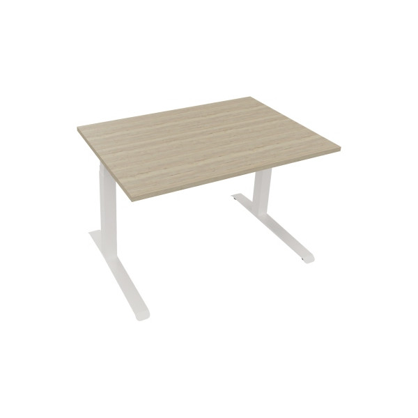 4003969085305 - Sitz-Steh-Schreibtisch All in One elektrisch höhenverstellbar 645-1275cm (H) 120x80cm (BxT) rechteckig eiche natur   weiß