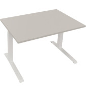 Sitz-Steh-Schreibtisch All in One, elektrisch höhenverstellbar, 64,5-127,5cm (H), 120x80cm (BxT), rechteckig, lichtgrau / weiß