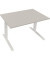 Sitz-Steh-Schreibtisch All in One, elektrisch höhenverstellbar, 64,5-127,5cm (H), 120x80cm (BxT), rechteckig, lichtgrau / weiß