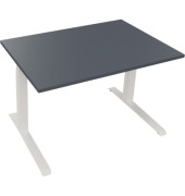 Sitz-Steh-Schreibtisch All in One, elektrisch höhenverstellbar, 64,5-127,5cm (H), 120x80cm (BxT), rechteckig, lavagrau / weiß