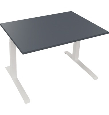 Sitz-Steh-Schreibtisch All in One, elektrisch höhenverstellbar, 64,5-127,5cm (H), 120x80cm (BxT), rechteckig, lavagrau / weiß Sitz-Steh-Schreibtisch All in One, elektrisch höhenverstellbar, 64,5-127,5cm (H), 120x80cm (BxT), rechteckig, lavagrau / weiß