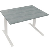Sitz-Steh-Schreibtisch All in One, elektrisch höhenverstellbar, 64,5-127,5cm (H), 120x80cm (BxT), rechteckig, beton hell / weiß