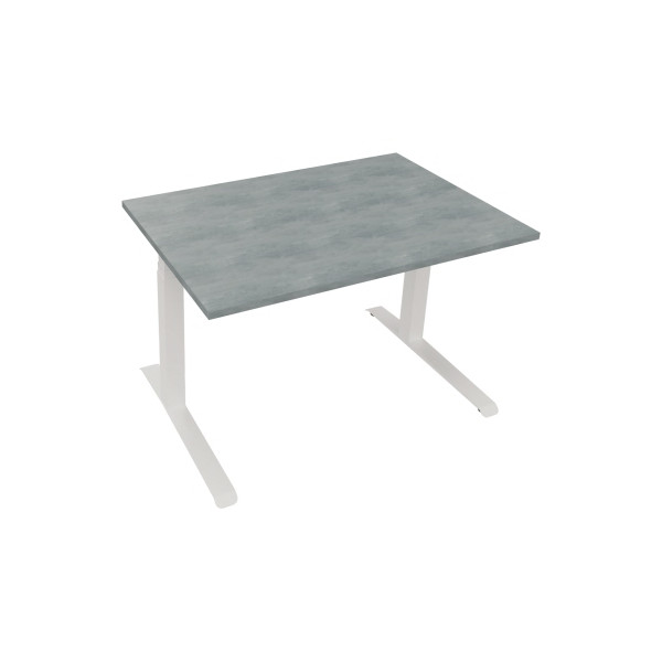 4003969085275 - Sitz-Steh-Schreibtisch All in One elektrisch höhenverstellbar 645-1275cm (H) 120x80cm (BxT) rechteckig beton hell   weiß 