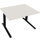 Sitz-Steh-Schreibtisch All in One, elektrisch h&ouml;henverstellbar, 64,5-127,5cm (H), 120x90cm (BxT), rechteckig, wei&szlig; / anthrazit m