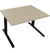 Sitz-Steh-Schreibtisch All in One, elektrisch höhenverstellbar, 64,5-127,5cm (H), 120x90cm (BxT), rechteckig, eiche natur / anth