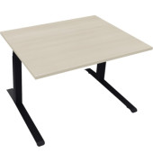 Sitz-Steh-Schreibtisch All in One, elektrisch höhenverstellbar, 64,5-127,5cm (H), 120x90cm (BxT), rechteckig, akazie hell / anth