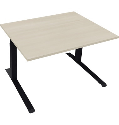 Sitz-Steh-Schreibtisch All in One, elektrisch h&ouml;henverstellbar, 64,5-127,5cm (H), 120x90cm (BxT), rechteckig, akazie hell / anth