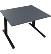 Sitz-Steh-Schreibtisch All in One, elektrisch höhenverstellbar, 64,5-127,5cm (H), 120x90cm (BxT), rechteckig, lavagrau / anthraz