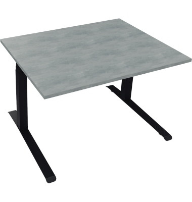 Sitz-Steh-Schreibtisch All in One, elektrisch höhenverstellbar, 64,5-127,5cm (H), 120x90cm (BxT), rechteckig, beton hell / anthr