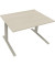 Sitz-Steh-Schreibtisch All in One, elektrisch höhenverstellbar, 64,5-127,5cm (H), 120x90cm (BxT), rechteckig, akazie hell / silb