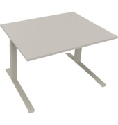 Sitz-Steh-Schreibtisch All in One, elektrisch höhenverstellbar, 64,5-127,5cm (H), 120x90cm (BxT), rechteckig, lichtgrau / silberaluminium