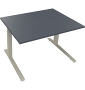 Sitz-Steh-Schreibtisch All in One, elektrisch höhenverstellbar, 64,5-127,5cm (H), 120x90cm (BxT), rechteckig, lavagrau / silberaluminium