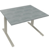 Sitz-Steh-Schreibtisch All in One, elektrisch höhenverstellbar, 64,5-127,5cm (H), 120x90cm (BxT), rechteckig, beton hell / silberaluminium